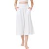 imageWiWi Womens Wide Leg Capri Pants Viscose from Bamboo Palazzo Lounge Bottoms with Pockets High Waist Pajama Bottom SXXLRaw White