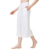 imageWiWi Womens Wide Leg Capri Pants Viscose from Bamboo Palazzo Lounge Bottoms with Pockets High Waist Pajama Bottom SXXLRaw White