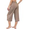 imageWiWi Womens Yoga Pants Comfy Casual Capri Bottoms with Pockets Sweatpants Wide Leg Capris Lounge Pant SXXLCamel