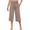 imageWiWi Womens Yoga Pants Comfy Casual Capri Bottoms with Pockets Sweatpants Wide Leg Capris Lounge Pant SXXLCamel