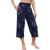imageWiWi Womens Yoga Pants Comfy Casual Capri Bottoms with Pockets Sweatpants Wide Leg Capris Lounge Pant SXXLNavy Stars