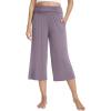 imageWiWi Womens Yoga Pants Comfy Casual Capri Bottoms with Pockets Sweatpants Wide Leg Capris Lounge Pant SXXLViolet
