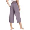 imageWiWi Womens Yoga Pants Comfy Casual Capri Bottoms with Pockets Sweatpants Wide Leg Capris Lounge Pant SXXLViolet
