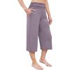 imageWiWi Womens Yoga Pants Comfy Casual Capri Bottoms with Pockets Sweatpants Wide Leg Capris Lounge Pant SXXLViolet