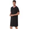 imageWiWi Mens Nightshirt ShortSleeve Nightgown Viscose from Bamboo Soft Loose VNeck Sleepwear Nightwear Sleepshirt Gowns SXXLBlack