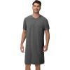 imageWiWi Mens Nightshirt ShortSleeve Nightgown Viscose from Bamboo Soft Loose VNeck Sleepwear Nightwear Sleepshirt Gowns SXXLCharcoal Heather