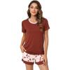 imageWiWi Pajamas Set for Women Cooling Short Sleeve Sleepwear Soft Knit Shorts Pjs Sets Viscose from Bamboo SXXLAbrickred