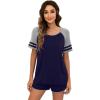 imageWiWi Pajamas Set for Women Cooling Short Sleeve Sleepwear Soft Knit Shorts Pjs Sets Viscose from Bamboo SXXLBnavy