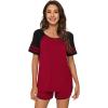 imageWiWi Pajamas Set for Women Cooling Short Sleeve Sleepwear Soft Knit Shorts Pjs Sets Viscose from Bamboo SXXLBwine Red