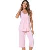 imageWiWi Pajamas Set for Women Sleeveless Tank Tops Capri Pants Pjs Sets Sleepwear Lightweight Loungewear SXXLPink
