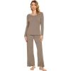 imageWiWi Pajamas Sets for Women Soft Long Sleeve Tops and Pants Sleepwear Ladies Pjs Viscose from Bamboo Pj SXXLAcamel