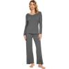 imageWiWi Pajamas Sets for Women Soft Long Sleeve Tops and Pants Sleepwear Ladies Pjs Viscose from Bamboo Pj SXXLAdark Heather Grey