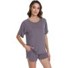 imageWiWi Pajamas for Women Short Sleeve Top with Shorts Viscose from Bamboo Pajama Set Cooling Sleepwear SXXLApurplish Grey