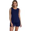imageWiWi Pajamas for Women Tank Top Pajama Set Sleeveless Viscose from Bamboo Sleepwear Soft Shorts Pjs Sets Pj Loungewear SXXLNavy