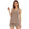 imageWiWi Soft Viscose from Bamboo Pajamas for Women Tank Top and Shorts Sleepwear Cool Pjs Sleeveless Pajama Set SXXLCamel