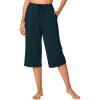 imageWiWi Viscose Capri Pants for Women Wide Leg Pajama with Pockets Soft Knit Lounge Sleep Pj Bottoms SXXLDark Bluish Green