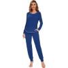 imageWiWi Viscose from Bamboo Pajamas Set for Women Long Sleeve Sleepwear Soft Loungewear Pjs Jogger Pants Lounge Sets SXXLAblue Depth