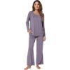 imageWiWi Viscose from Bamboo Pajamas Sets for Women Long Sleeve Sleepwear Soft V Neck Top with Pants Plus Size Pjs S4XBviolet
