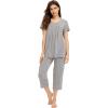 imageWiWi Viscose from Bamboo Pajamas for Women Capri Pants Pajama Sets Short Sleeve Sleepwear Set Top with Capris Pjs SXXLAheather Grey