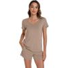 imageWiWi Viscose from Bamboo Pajamas for Women Short Sleeve Summer Tops with Shorts Pajama Set Cooling SXXLCamel