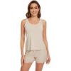 imageWiWi Viscose from Bamboo Pajamas for Women Tank Top and Shorts Pajama Set Soft Sleepwear SXXLAoatmeal Heather