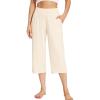 imageWiWi Viscose from Bamboo Soft Capri Yoga Loose Pants for Women High Waisted Comfy Pjs Capris Lounge Pajama Bottoms SXXLLight Beige
