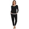 imageWiWi Viscose from Bamboo Womens Pajama Set Crew Neck Soft LongSleeve Top  Yoga Pants Sets with Pocket SXXLBlack