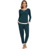 imageWiWi Viscose from Bamboo Womens Pajama Set Crew Neck Soft LongSleeve Top  Yoga Pants Sets with Pocket SXXLDark Bluish Green