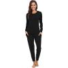 imageWiWi Viscose from Bamboo Womens Pajama Set Soft Long Raglan Sleeve Set Round Neck Pajamas SXXLBlack