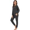 imageWiWi Viscose from Bamboo Womens Pajama Set Soft Long Raglan Sleeve Set Round Neck Pajamas SXXLCharcoal Heather