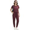 imageWiWi Womens 2 Piece Tracksuits Set with Pockets Scoop Neck Short Sleeve Tops Jogger Pants Lounge Sets Outfits SXXLDeep Brownish Red