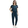 imageWiWi Womens 2 Piece Tracksuits Set with Pockets Scoop Neck Short Sleeve Tops Jogger Pants Lounge Sets Outfits SXXLDeep Teal