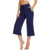 imageWiWi Womens Capri Pajama Pants Bamboo Viscose Lounge Casual Bottoms Soft Sleep Capris Pant with Drawstring SXXLNavy