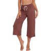 imageWiWi Womens Capri Pajama Pants Viscose from Bamboo Lounge Casual Bottoms Capris with Drawstring SXXLChocolate Brown