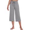 imageWiWi Womens Capri Pajama Pants Viscose from Bamboo Lounge Casual Bottoms Capris with Drawstring SXXLHeather Grey Stripe