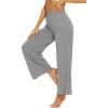 imageWiWi Womens Casual Wide Leg Palazzo Pants Comfy Lounge Pajama Bottoms Viscose from Bamboo Yoga Sweatpants SXXLBheather Grey