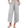 imageWiWi Womens Lounge Pants Wide Leg Yoga Bottoms Soft High Waist Sweatpants with Pockets Viscose from Bamboo SXXLLight Heather Grey