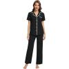 imageWiWi Womens Short Sleeve Pajama Set Button Down Sleepwear Soft Bamboo Viscose Loungewear with Pockets 2 Piece PJ SXXLAblack
