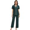 imageWiWi Womens Short Sleeve Pajama Set Button Down Sleepwear Soft Bamboo Viscose Loungewear with Pockets 2 Piece PJ SXXLAblackish Green