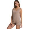 imageWiWi Womens Sleeveless Pajama Set Summer Sleepwear Soft Pjs Sets Tank Top Shorts Loungewear Viscose from Bamboo SXXLCamel