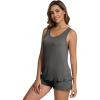 imageWiWi Womens Sleeveless Pajama Set Summer Sleepwear Soft Pjs Sets Tank Top Shorts Loungewear Viscose from Bamboo SXXLDark Heather Grey