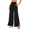 imageWiWi Womens Viscose from Bamboo Lounge Pants Soft Wide Leg Pajama Bottoms Palazzo Yoga Pant Casual Pj Bottom SXXLBlack