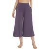 imageWiWi Womens Wide Leg Capri Pants Viscose from Bamboo Palazzo Lounge Bottoms with Pockets High Waist Pajama Bottom SXXLLavender