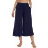 imageWiWi Womens Wide Leg Capri Pants Viscose from Bamboo Palazzo Lounge Bottoms with Pockets High Waist Pajama Bottom SXXLNavy