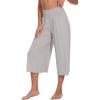 imageWiWi Womens Wide Leg Capri Pants Viscose from Bamboo Palazzo Lounge Bottoms with Pockets High Waist Pajama Bottom SXXLOat Milk