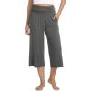 imageWiWi Womens Yoga Pants Comfy Casual Capri Bottoms with Pockets Sweatpants Wide Leg Capris Lounge Pant SXXLCharcoal