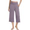 imageWiWi Womens Yoga Pants Comfy Casual Capri Bottoms with Pockets Sweatpants Wide Leg Capris Lounge Pant SXXLViolet
