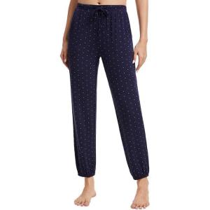 imageWiWi Pajama Pants for Women Lounge Joggers Yoga Viscose from Bamboo Bottoms Plus Size Pajamas Pant Sweatpants S4XNavyWhite Dots