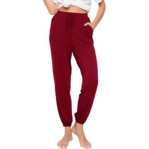 imageWiWi Pajama Pants for Women Lounge Joggers Yoga Viscose from Bamboo Bottoms Plus Size Pajamas Pant Sweatpants S4XWine Red