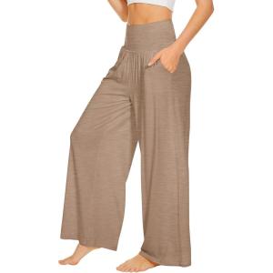 imageWiWi Pajama Pants for Women Soft Wide Leg Palazzo Lounge Sweatpants Loose Yoga BottomsViscose from Bamboo SXXLAcamel